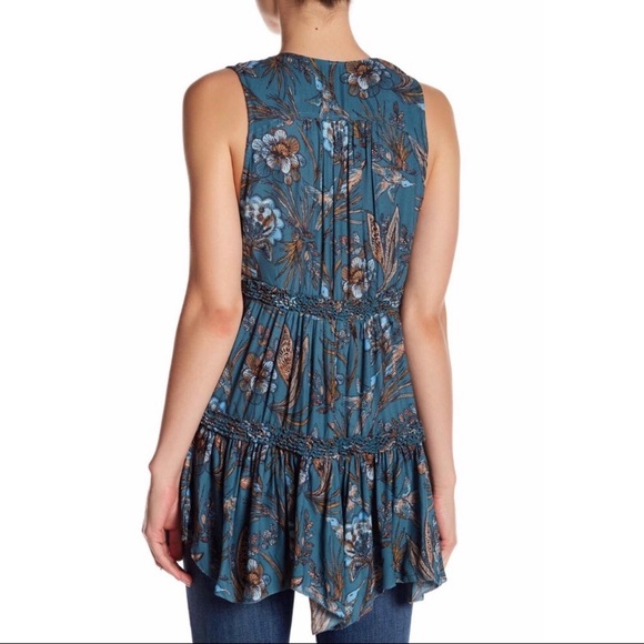 Free People Haze Hummingbird Tunic Blue Ruffled XS - Picture 5 of 12